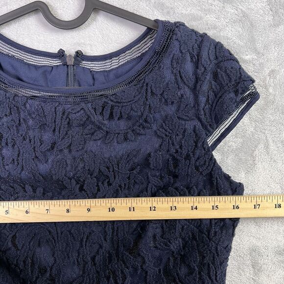 Adrianna Papell Fit and Flare Lace Dress Size 6P Blue Navy Cap Sleeve Formal - Picture 8 of 16